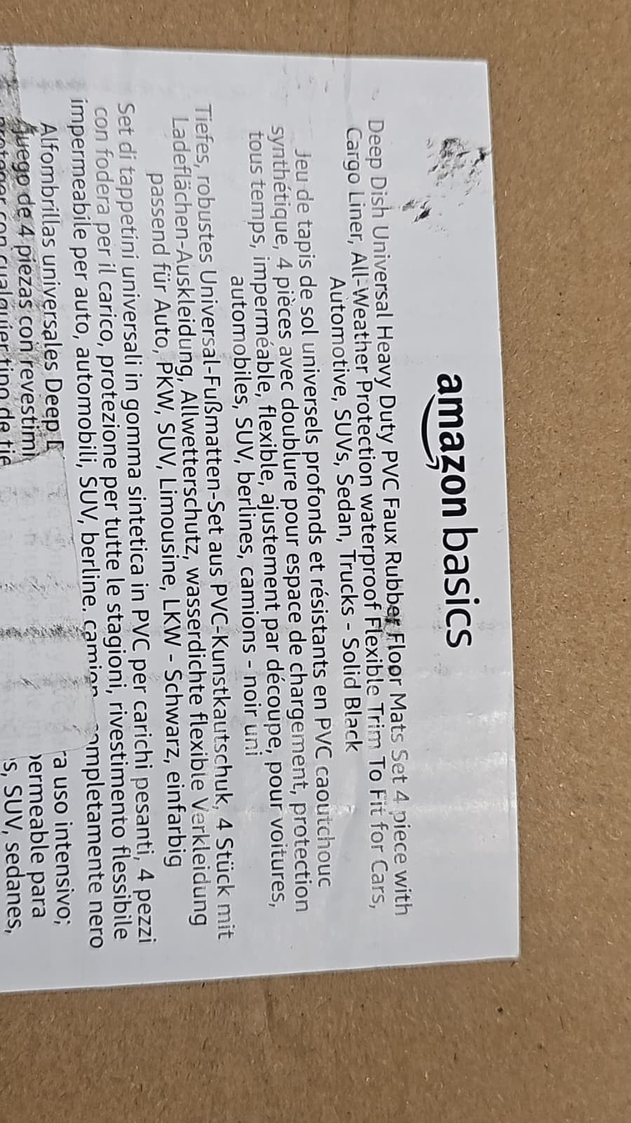 Amazon Basics Deep Dish Universal Heavy Duty PVC Floor Mats Set 4 piece — New (other) (photo 5)