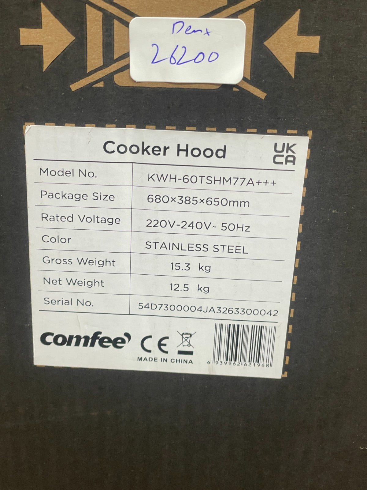 COMFEE' 60 cm Chimney Hood 60M77 Class A+++ Stainless Steel Extractor Hood with