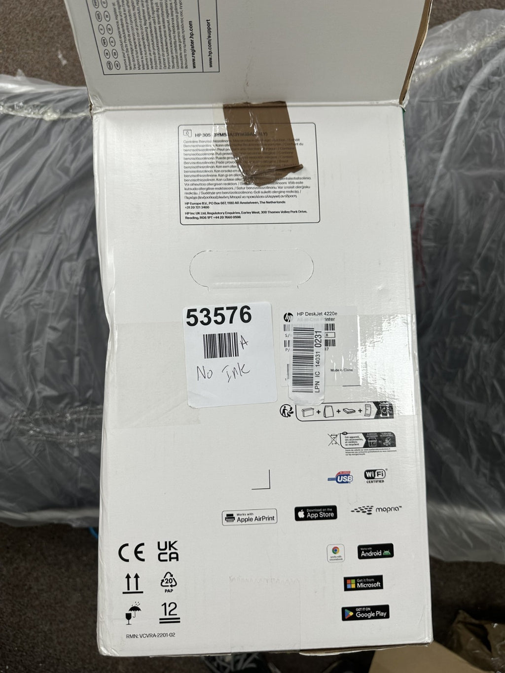 HP DeskJet 4200e Printer- No ink