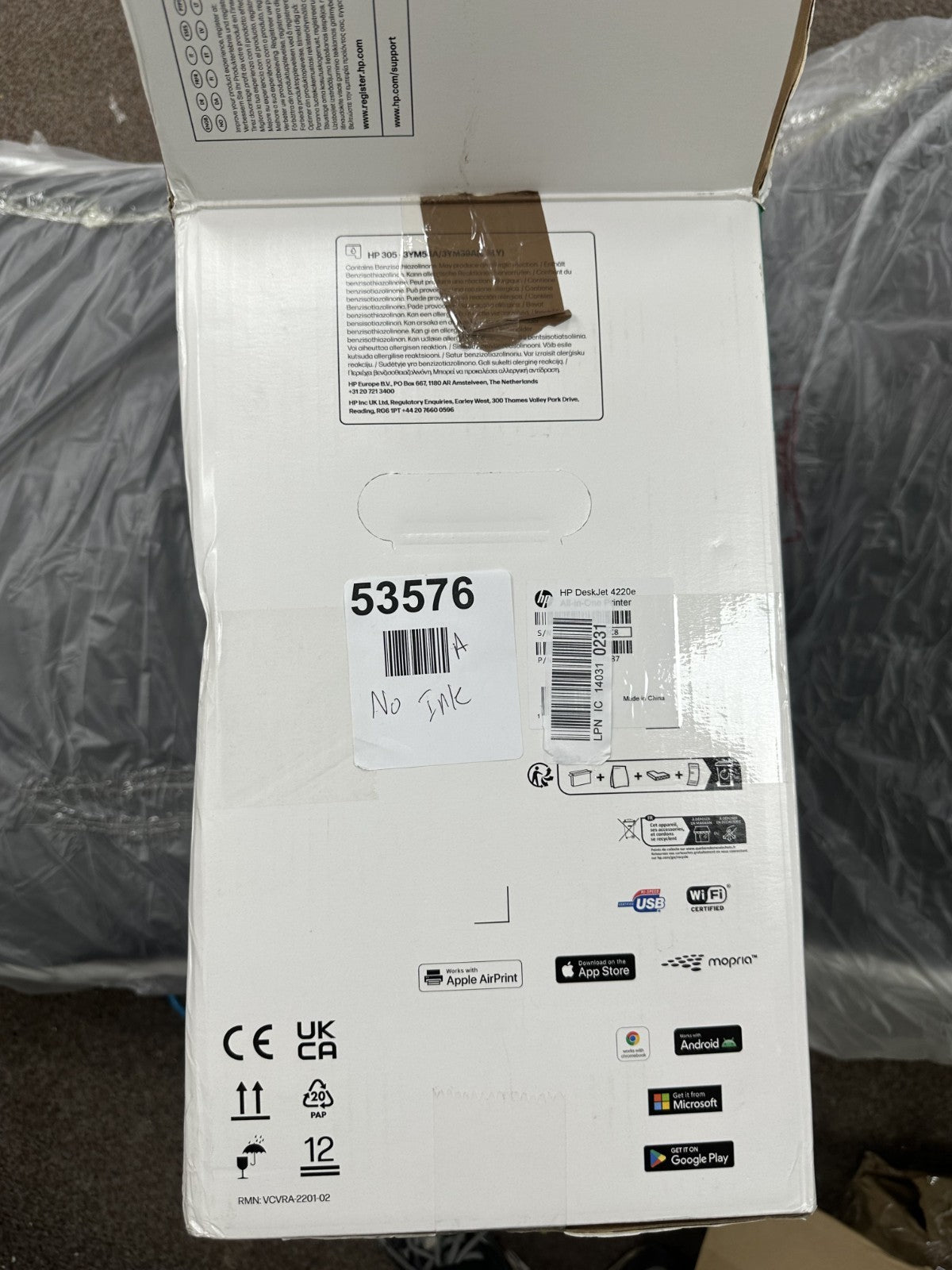 HP DeskJet 4200e Printer- No ink