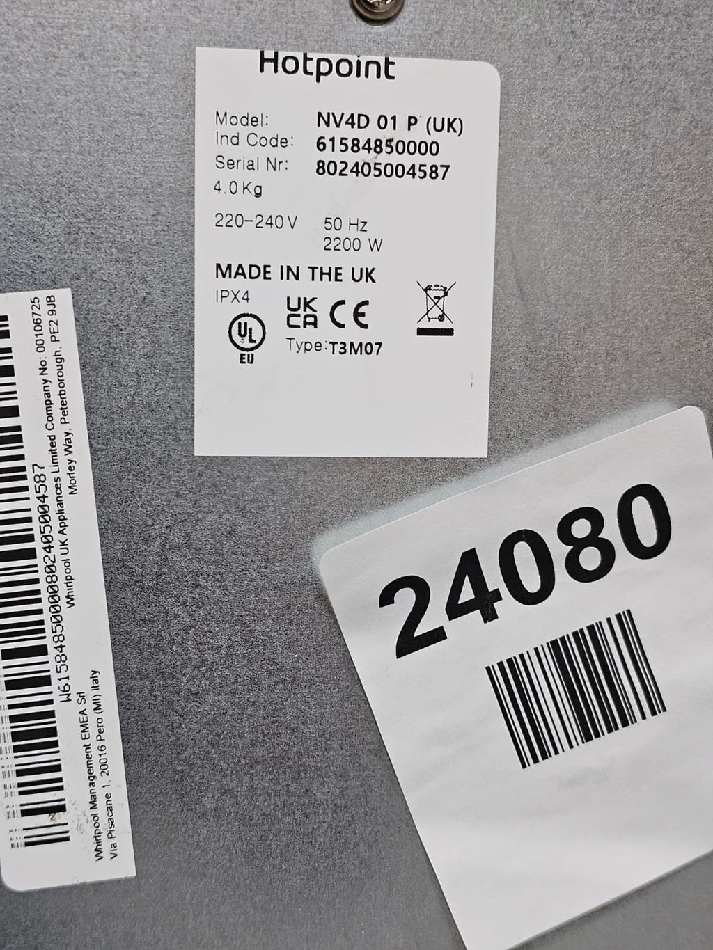 Hotpoint NV4D01P 4kg Freestanding Front Vented Tumble Dryer - Minor dents — New (other) (photo 8)