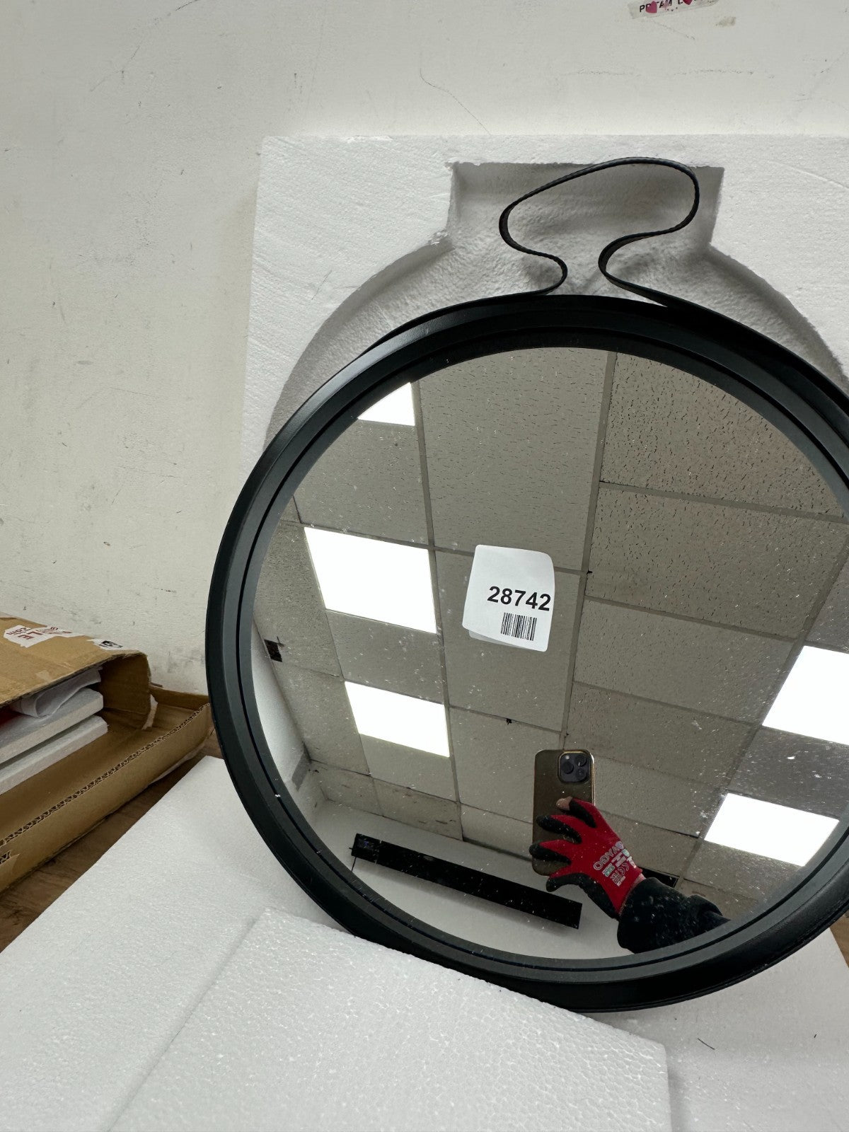 Aspect Leather Strap Wooden Wall Mirror/Round Hanging Mirror