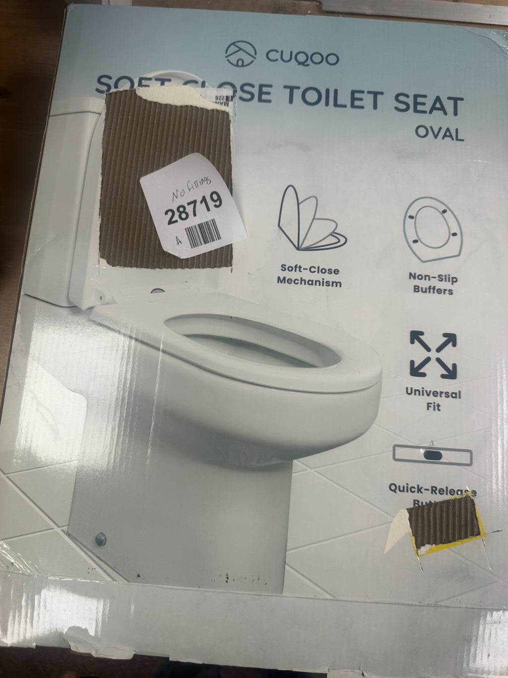 CUQOO Oval Toilet Seat Soft Close with Quick Release Hinges- No fittings