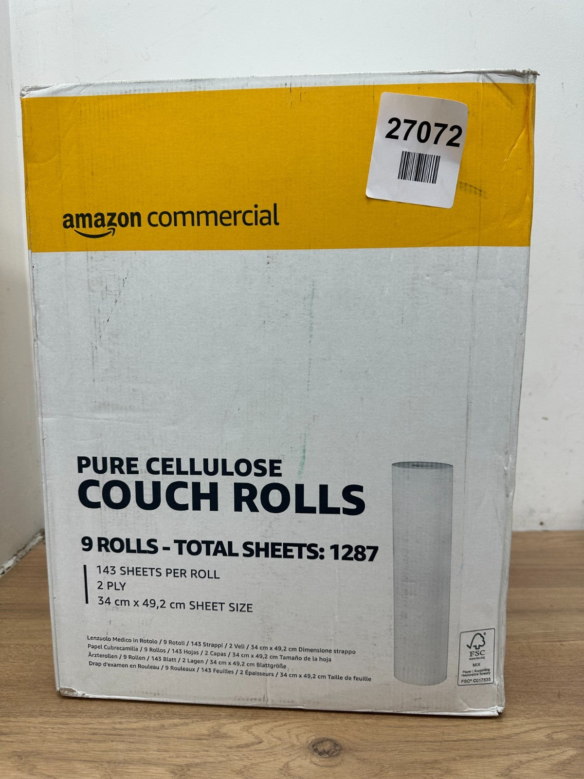 AmazonCommercial Paper Hygiene Couch Rolls, 2-ply Premium, 9 Rolls (1 pack), 50