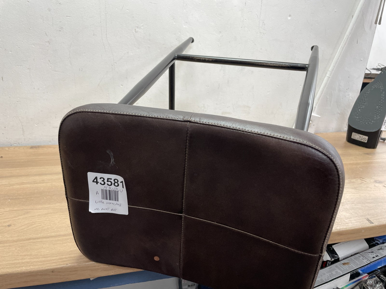 NKUKU Samaira Leather & Iron Counter Stool