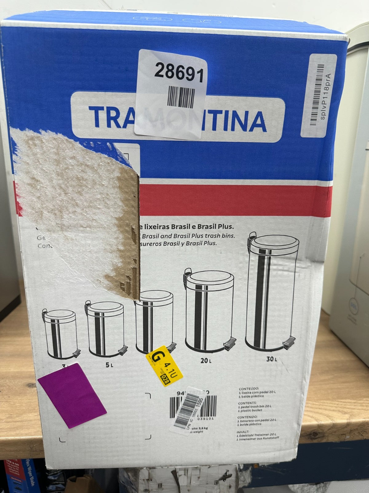 Tramontina 20L Stainless Steel Pedal Bin