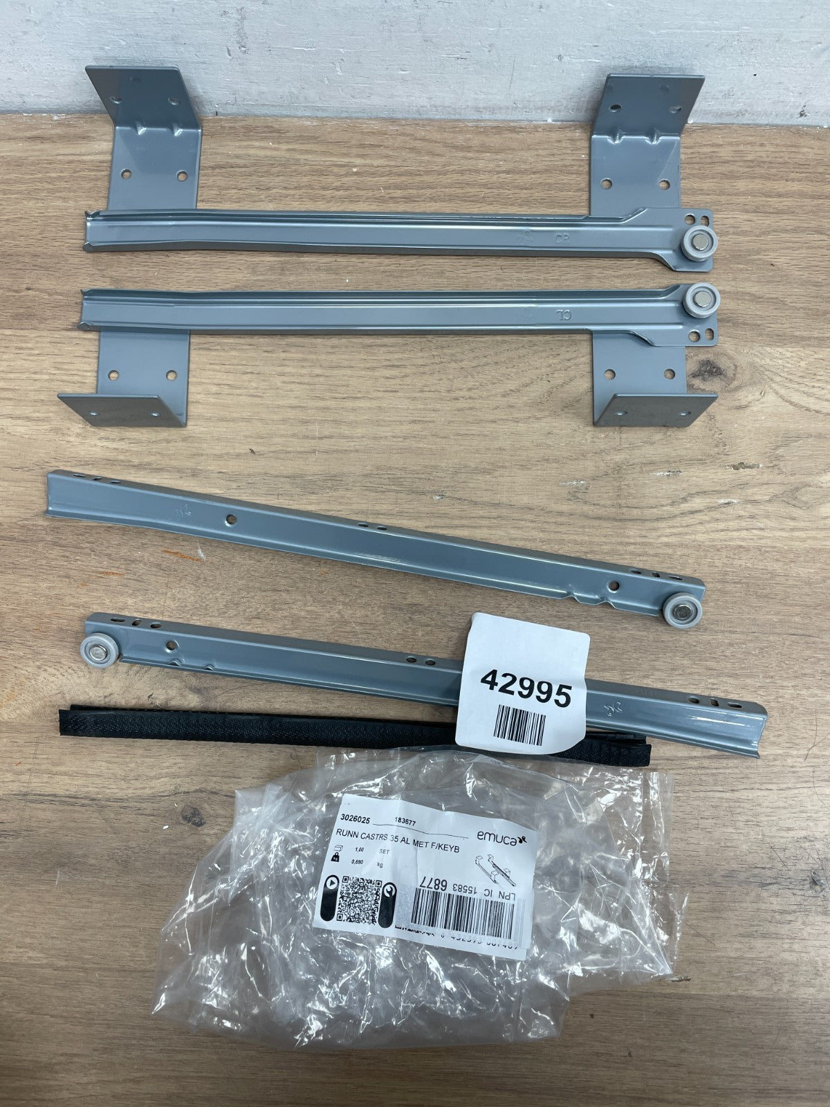 EMUCA Keyboard Drawer Roller Slide Set Grey