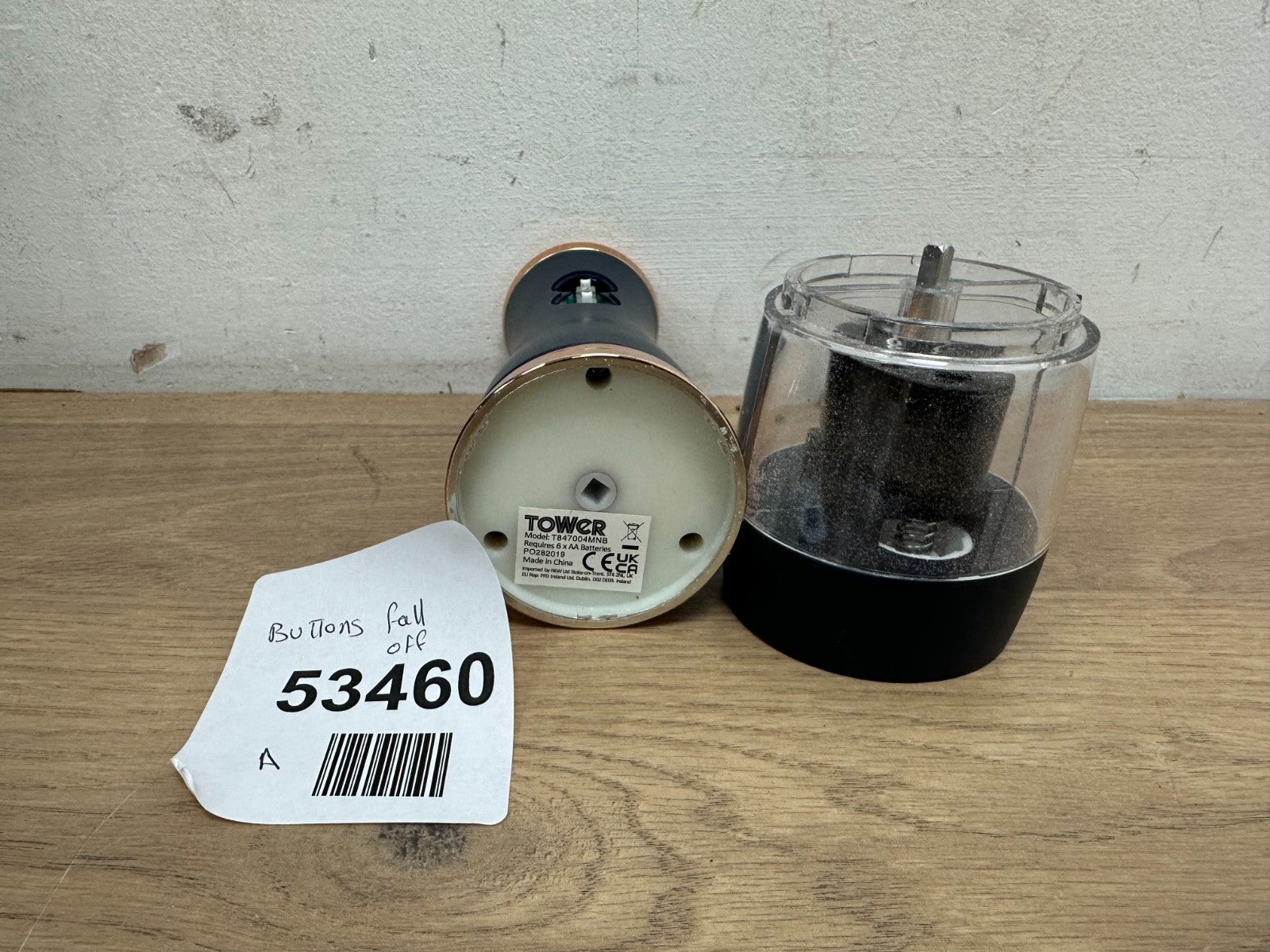 Tower T847004MNB Electric Salt and Pepper Mills-Midnight Blue and Rose Gold