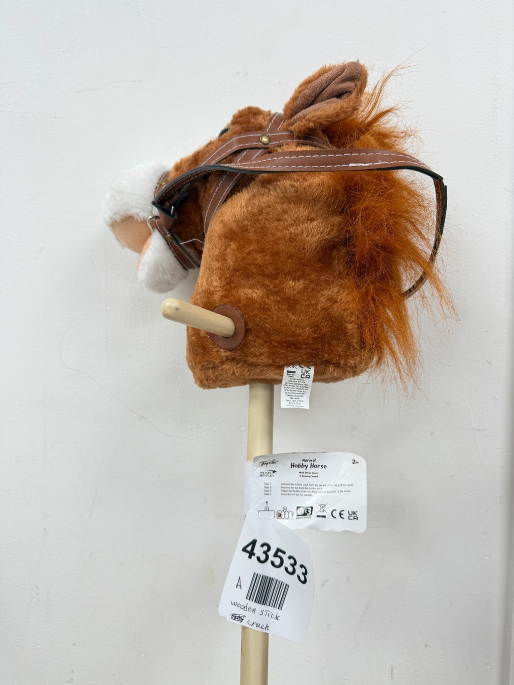 Toyrific Hobby Horse Toy with Sounds- Wooden stick cracked
