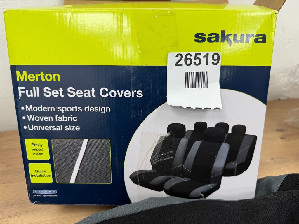 Sakura Merton BlackGrey Seat And Headrest Covers Full Set Universal Fit