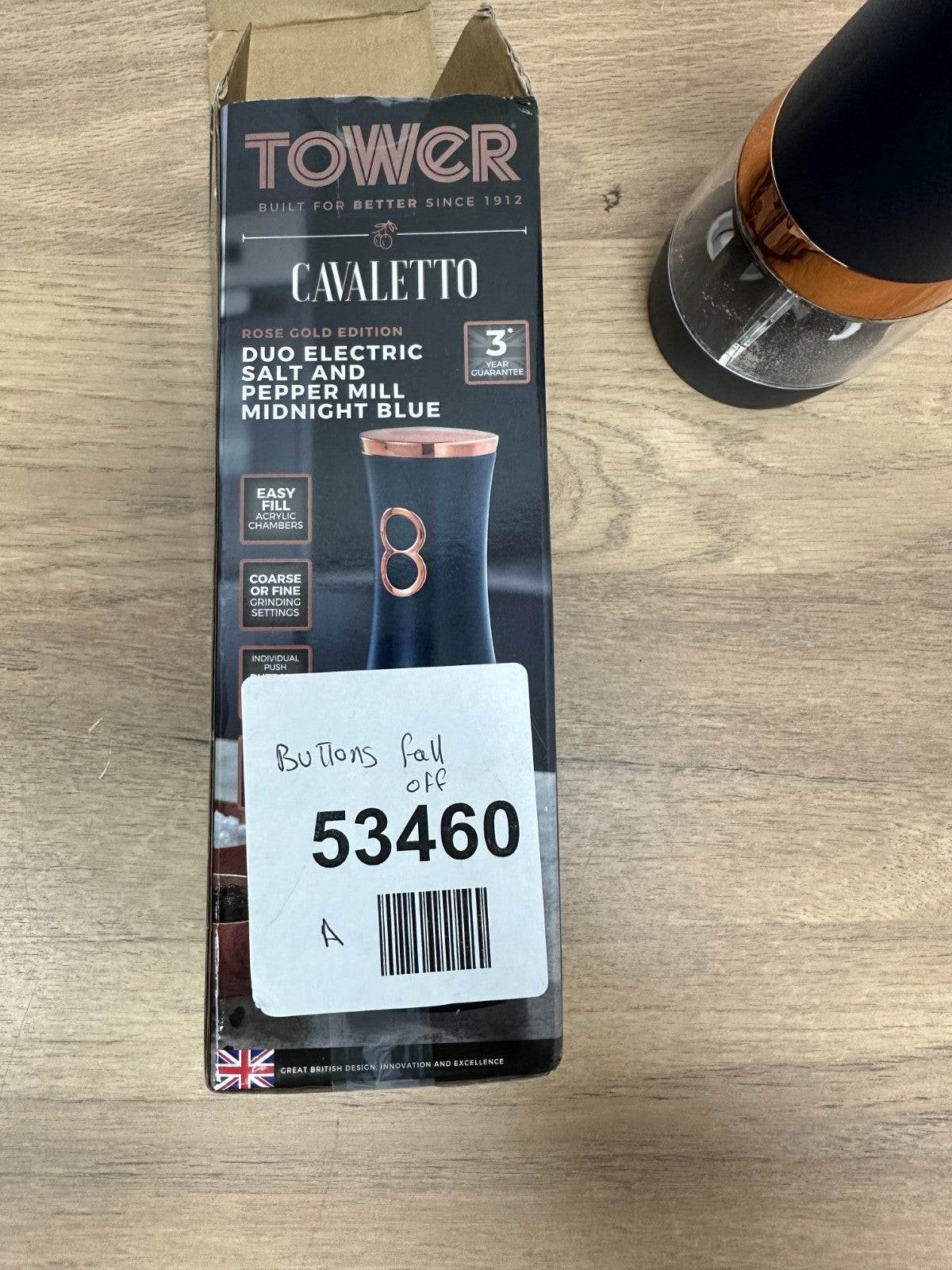 Tower T847004MNB Electric Salt and Pepper Mills-Midnight Blue and Rose Gold
