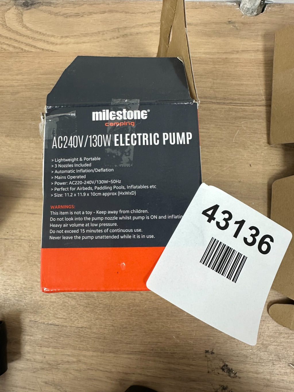 Milestone Camping AC240V/130W Electric Air Pump (83150)