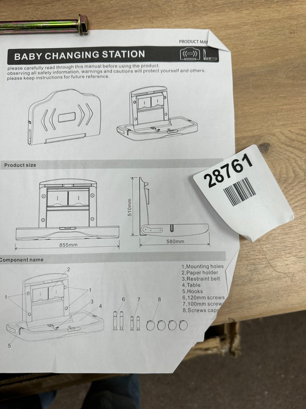 Commercial Wall Mounted Horizontal Baby Changing Table