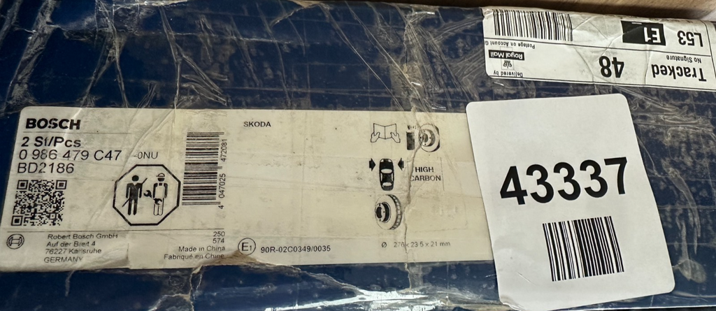 Bosch 0986479C47 Brake Disc (BD2186)