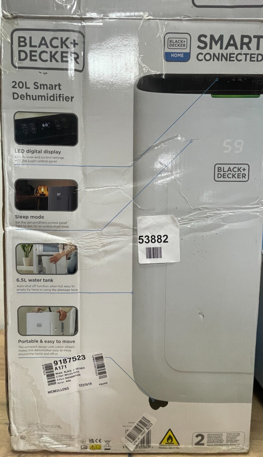 Black + Decker Smart Dehumidifier White BXEH60014GB