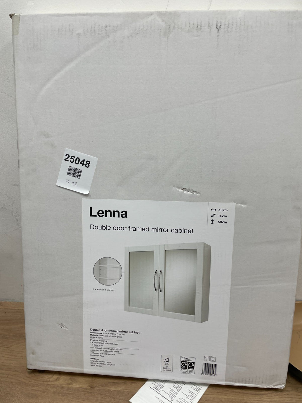 Lenna Double Framed Door Mirror Cabinet WHITE
