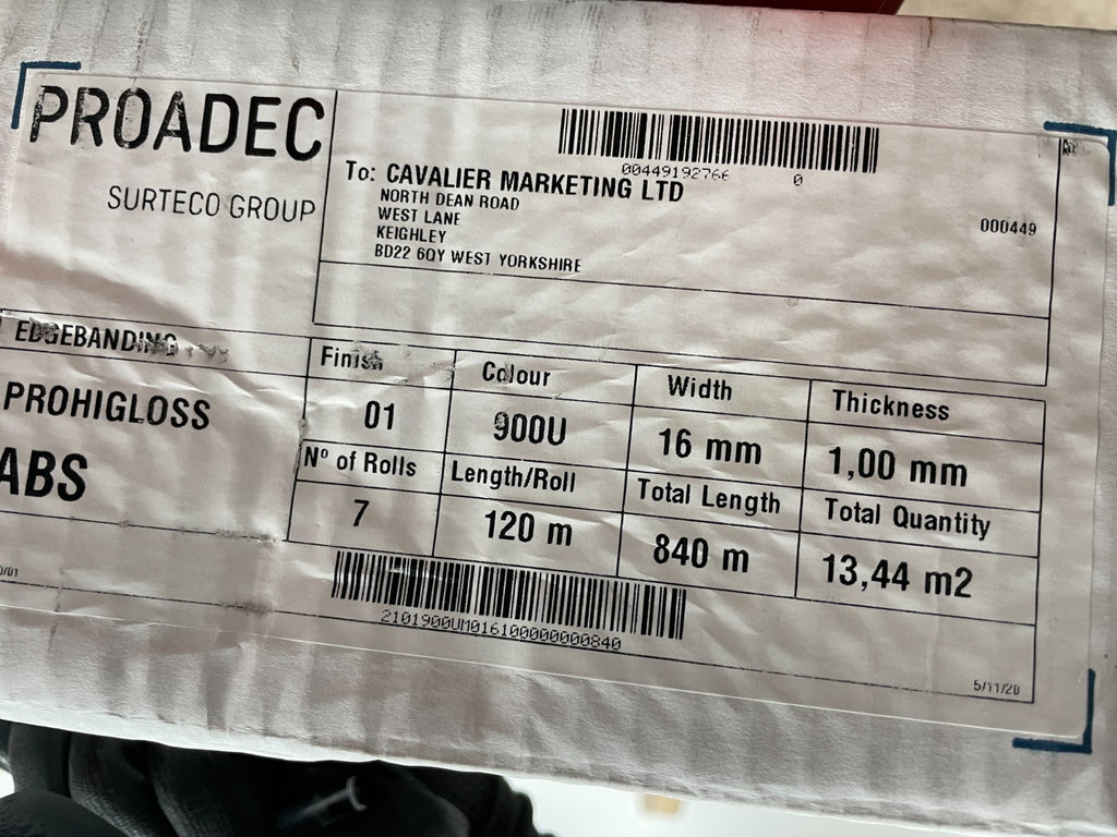 Proadec pvc edge banding strip roll of 120M width 16mm