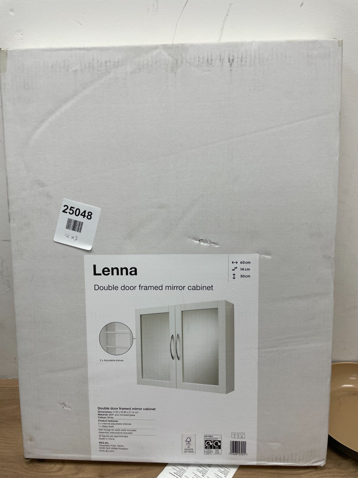 Lenna Double Framed Door Mirror Cabinet WHITE