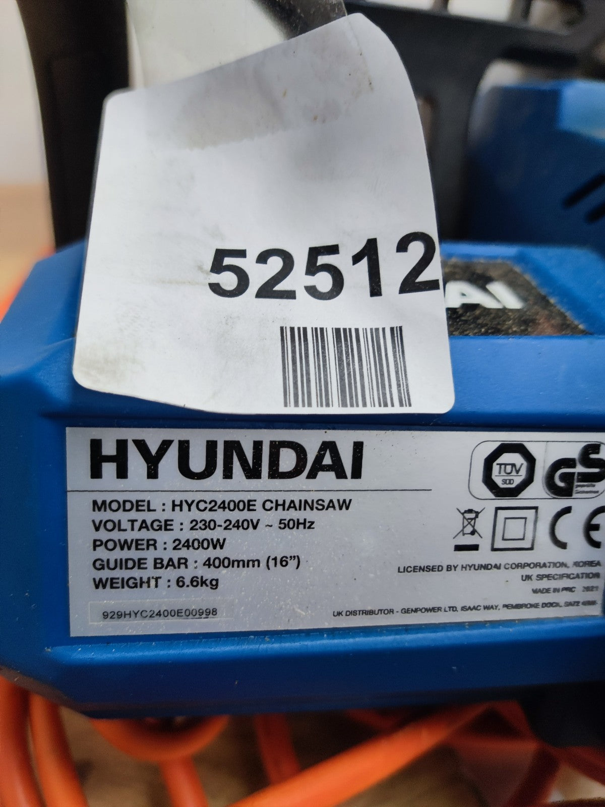 Hyundai HYC2400E 2400W Chainsaw - Read Description — Used (photo 4)