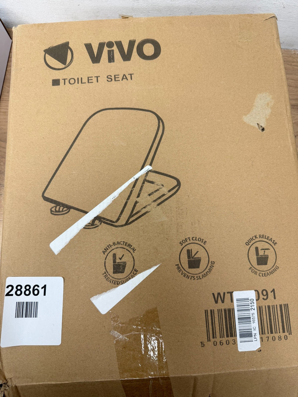 Vivo Square Toilet Seat Soft Close White With Quick Release And Adjustabl