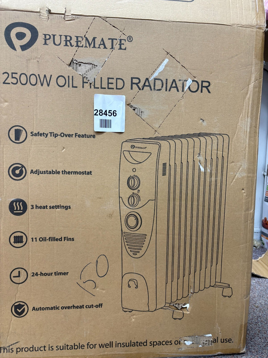 PureMate PM1515 2500W Oil Filled Radiator 11 Fins Portable Heater
