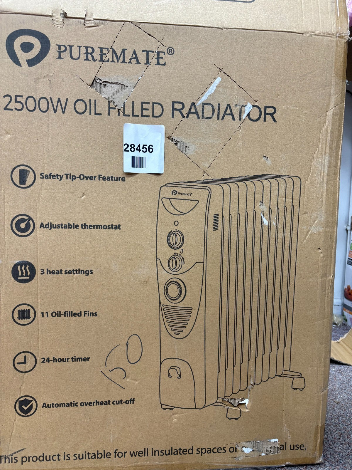 PureMate PM1515 2500W Oil Filled Radiator 11 Fins Portable Heater