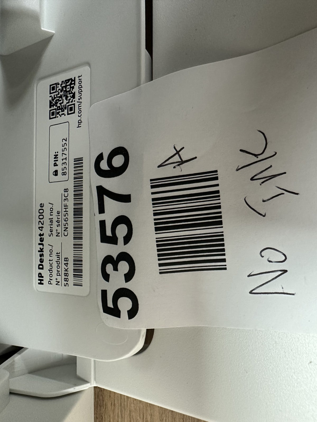 HP DeskJet 4200e Printer- No ink