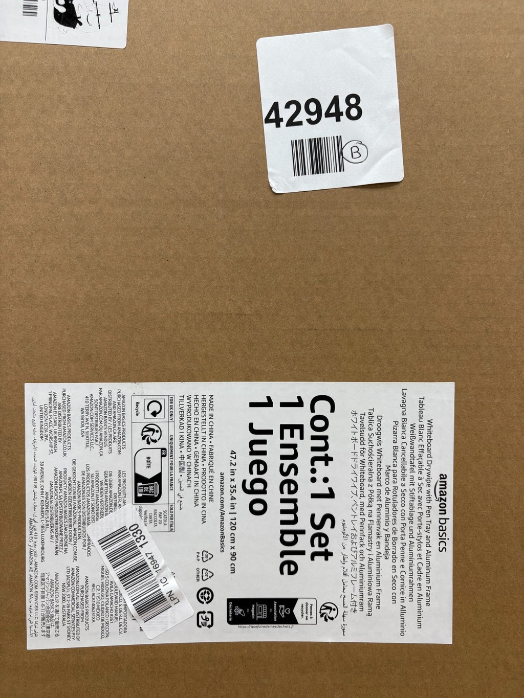 Amazon Basics 120x90cm magnetic whiteboard