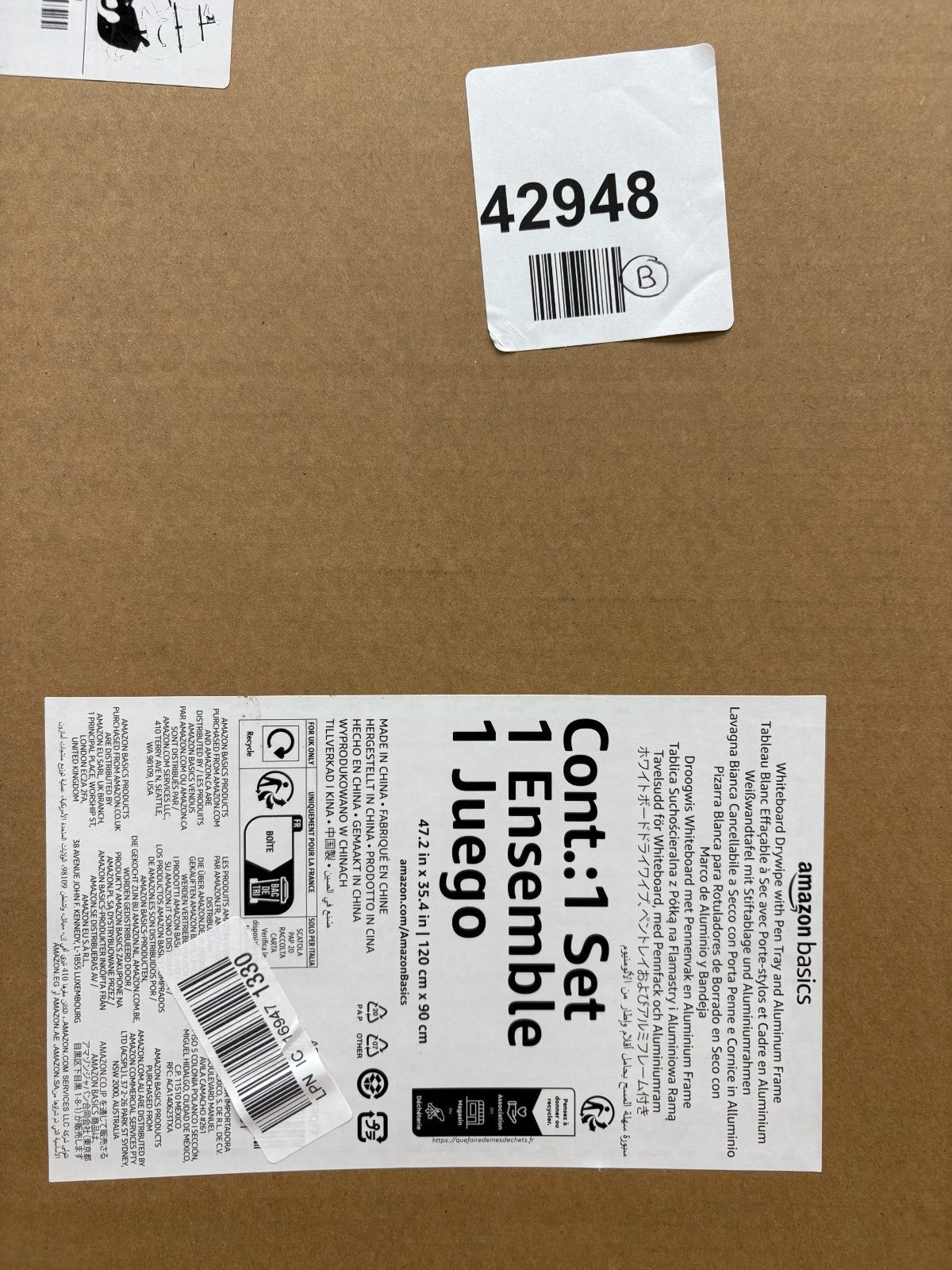 Amazon Basics 120x90cm magnetic whiteboard