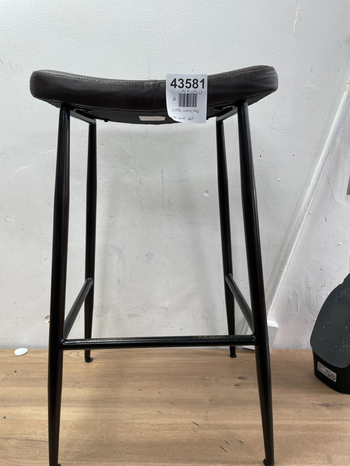 NKUKU Samaira Leather & Iron Counter Stool