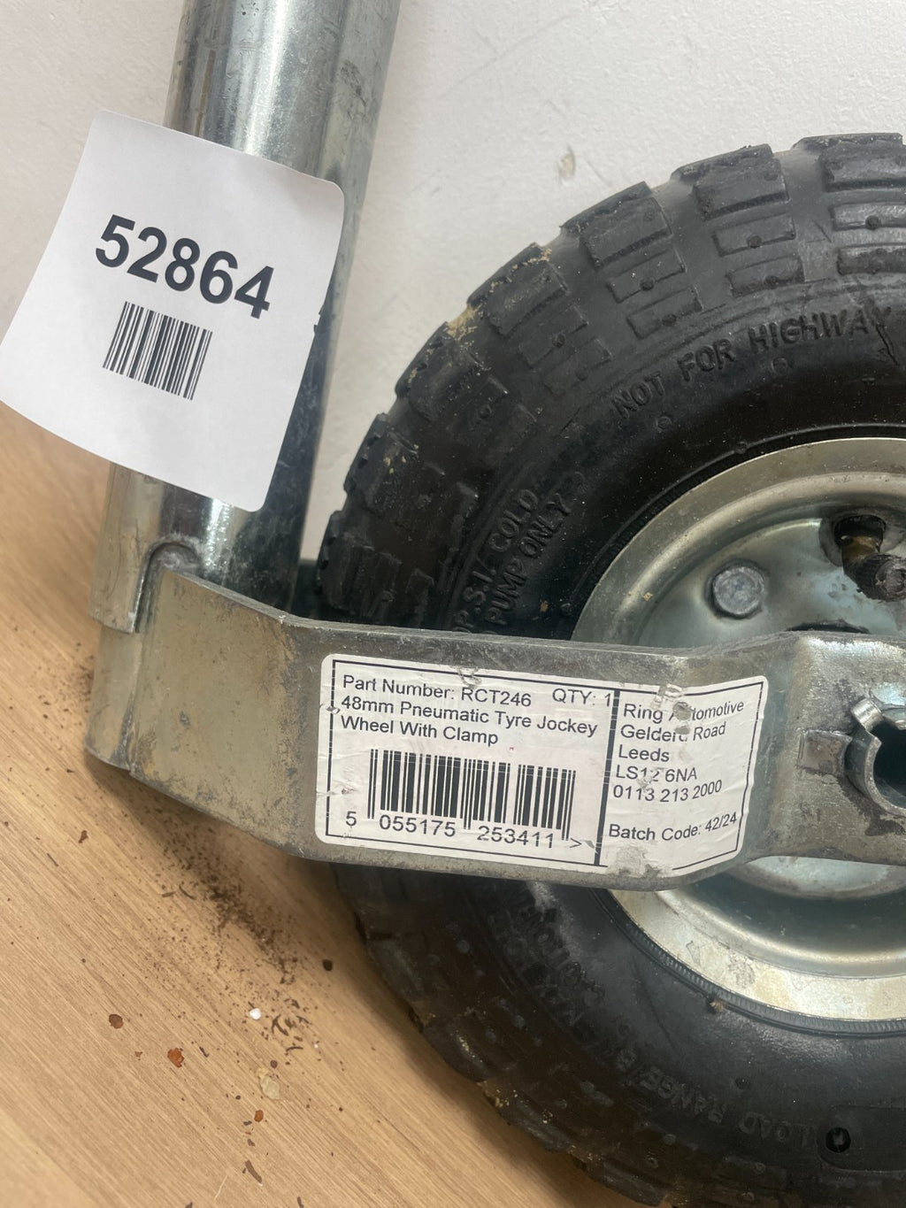 RING 48 mm Jockey Wheel Assembly With Pneumatic Tyre Including Clamp — Used (photo 2)