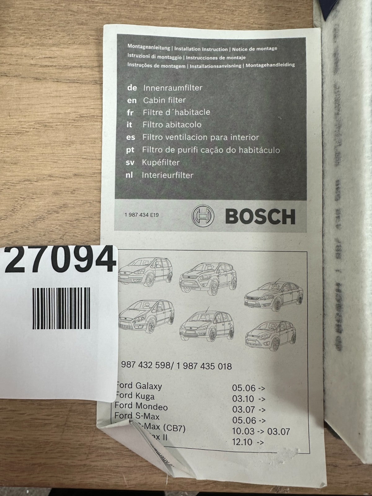 Bosch R2598 Cabin Filter activated-carbon