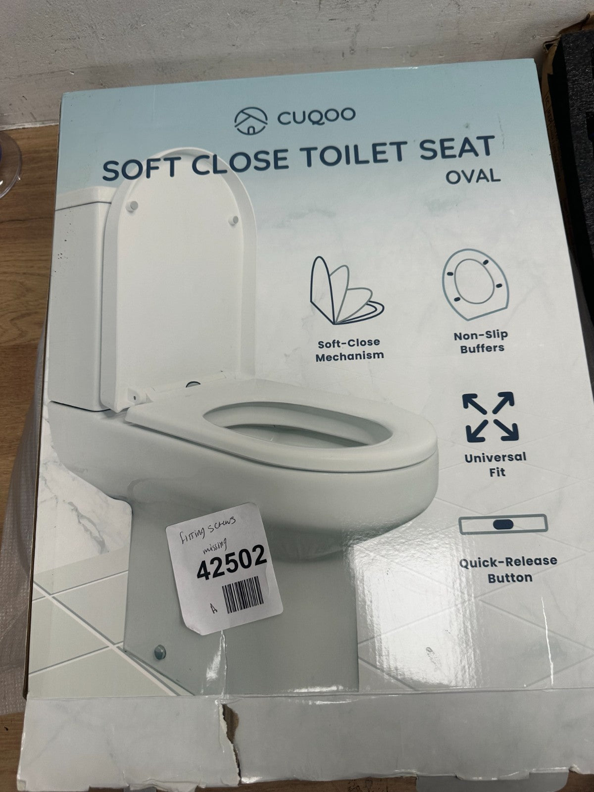 CUQOO Oval Toilet Seat Soft Close with Quick Release Hinges - Adjustable White