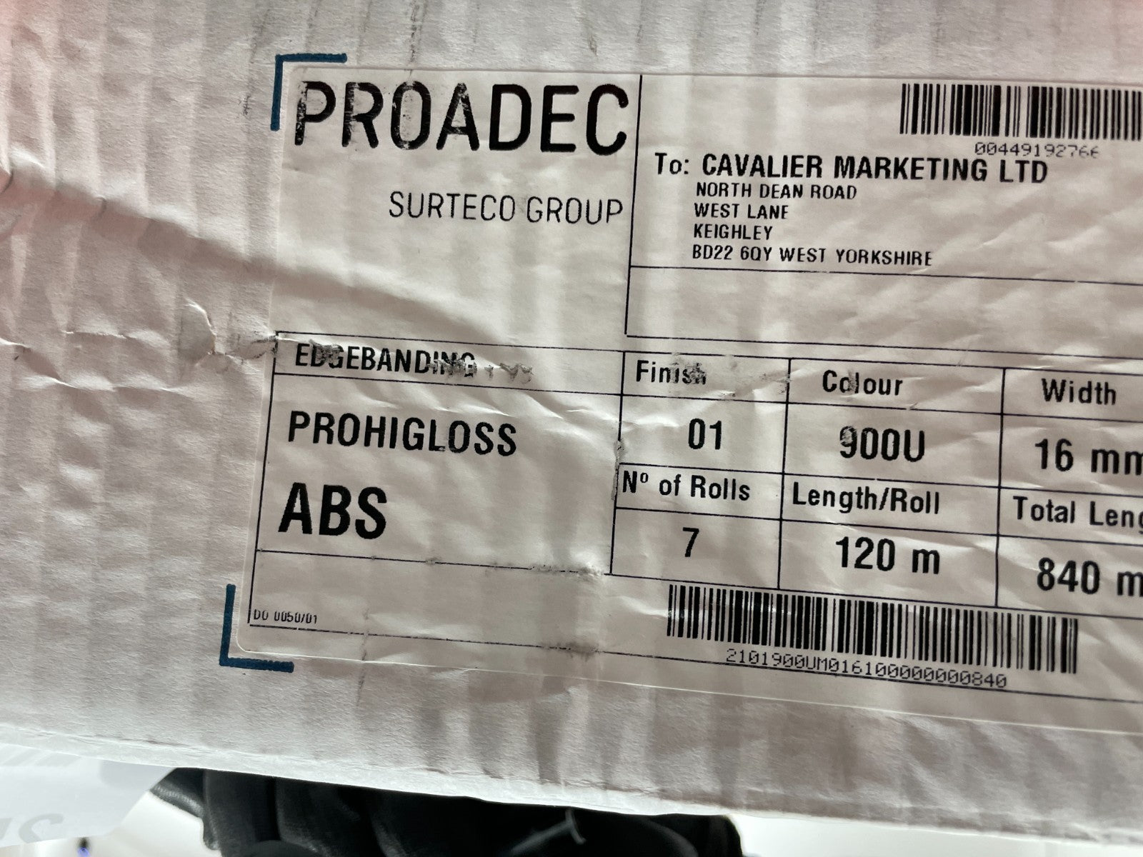 Proadec pvc edge banding strip roll of 120M width 16mm