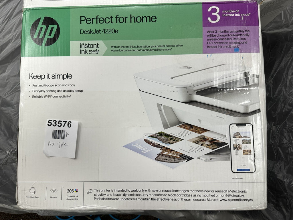 HP DeskJet 4200e Printer- No ink