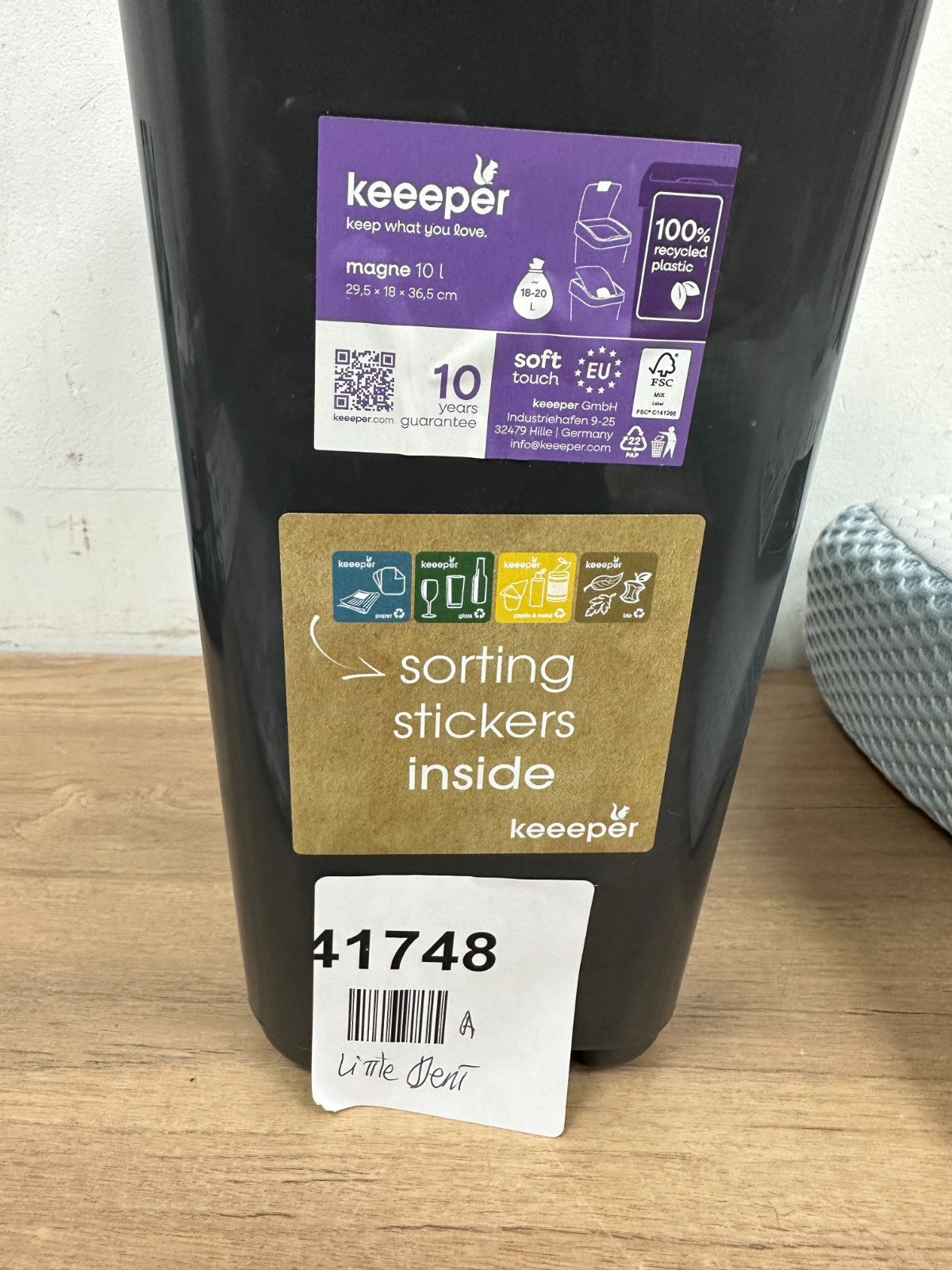 Keeeper Premium Waste Bin with Flip Lid, Soft Touch, 10L, Magne