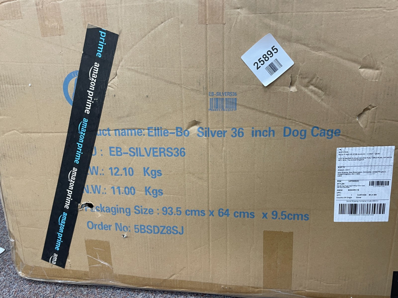 Ellie-Bo EB-BLACKS36 Large Folding Puppy Cage - Black