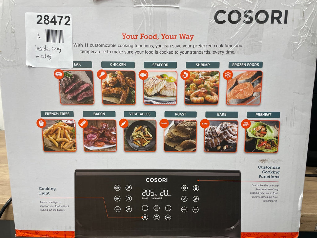 Cosori Air Fryer Large 6.2L, 55% Energy Saving & 85% Less Oil, 12 Functions, Sha