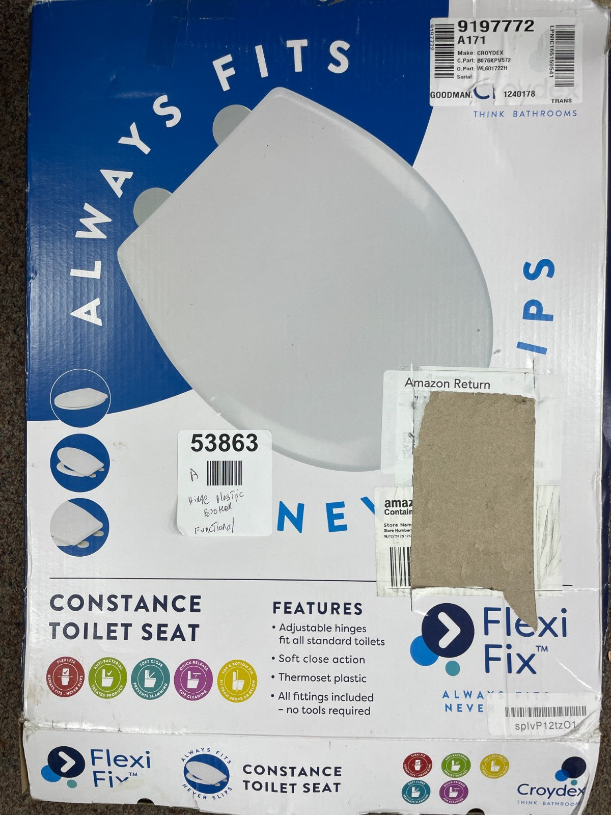 Croydex Flexi-Fix Constance Toilet Seat - White