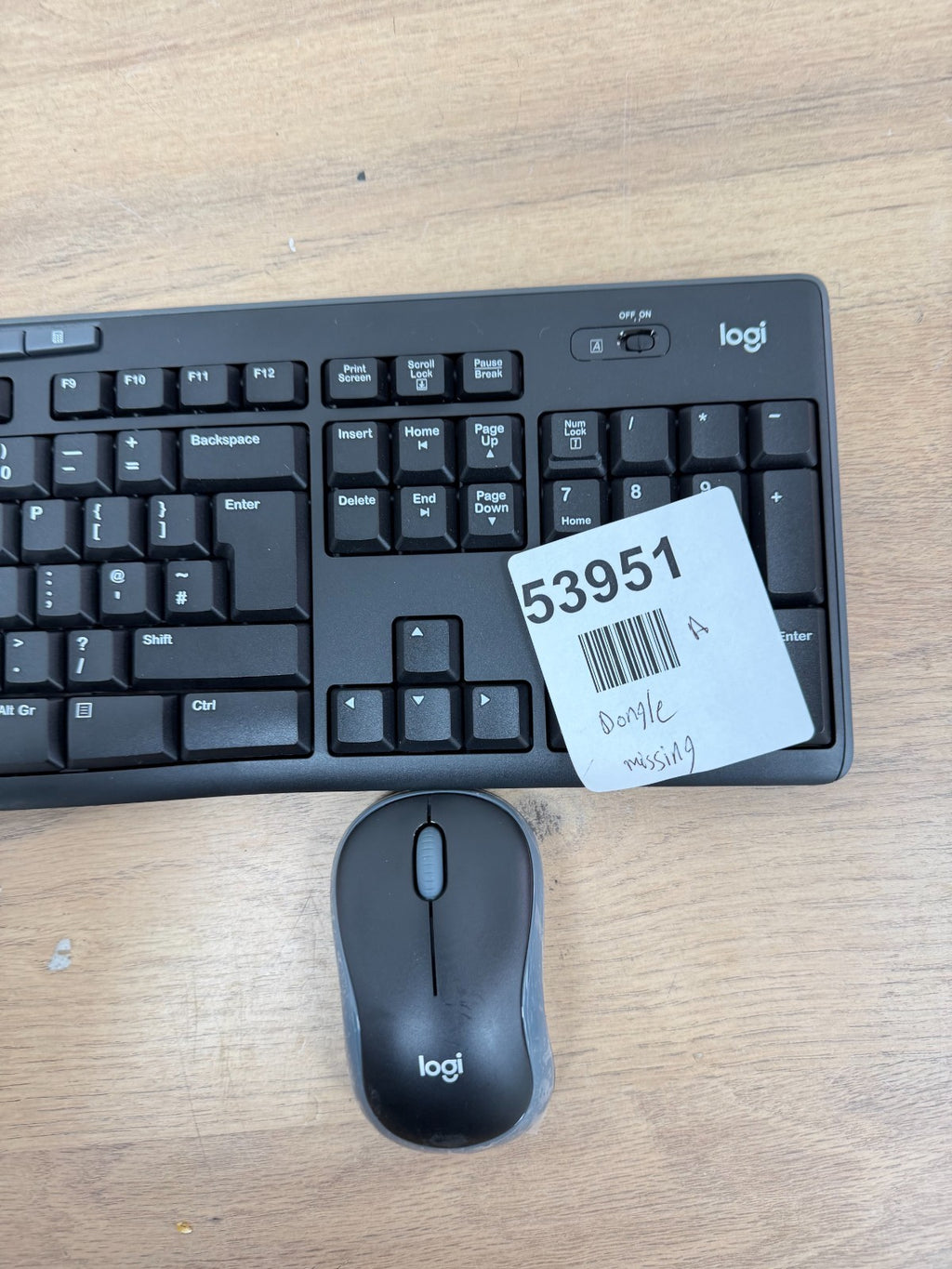 Logitech MK270 Wireless Mouse and Keyboard Combo- Dongle missing