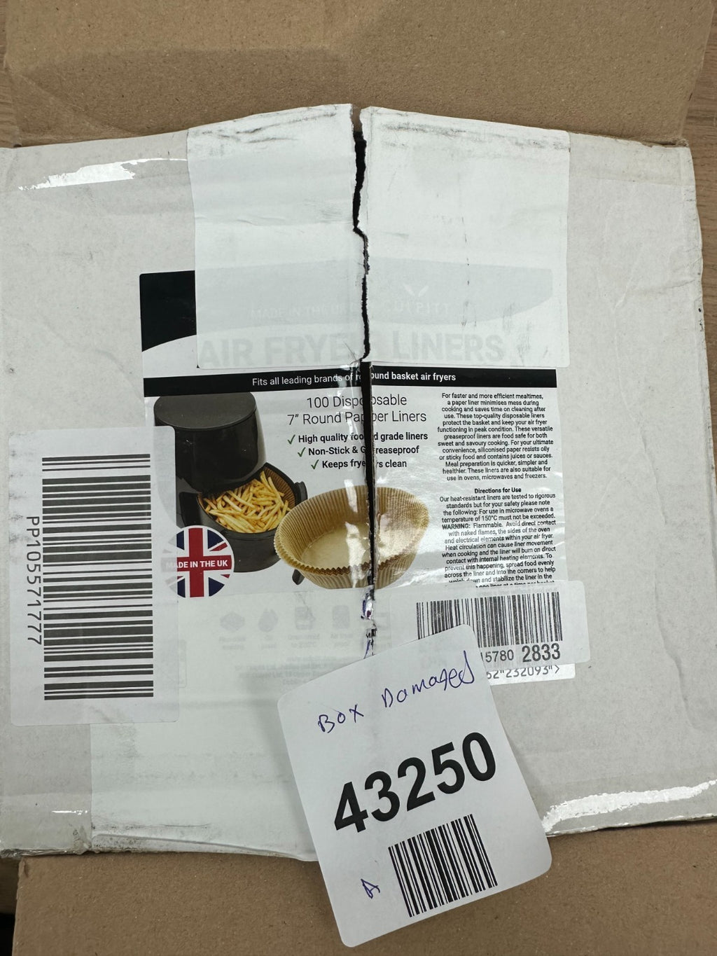 Disposable 7 round paper liner- Box damaged