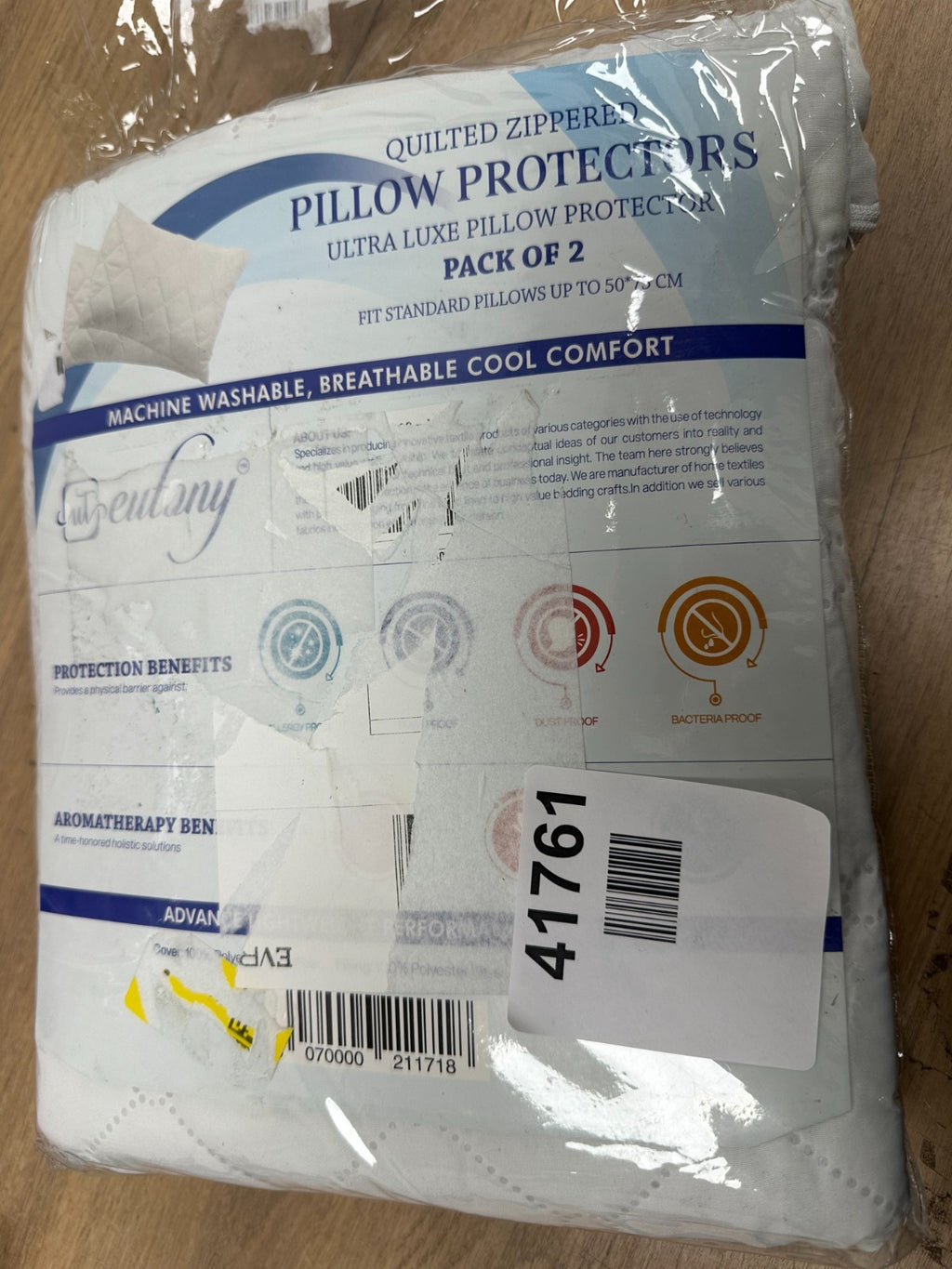 Eutony Quilted Zipped Pillow Protectors 2 Pack - Ultra Luxe, Soft & Breathable