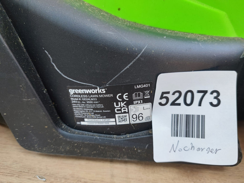 Greenworks GD24LM33 Lawn Mower 24V 33cm - Read Description