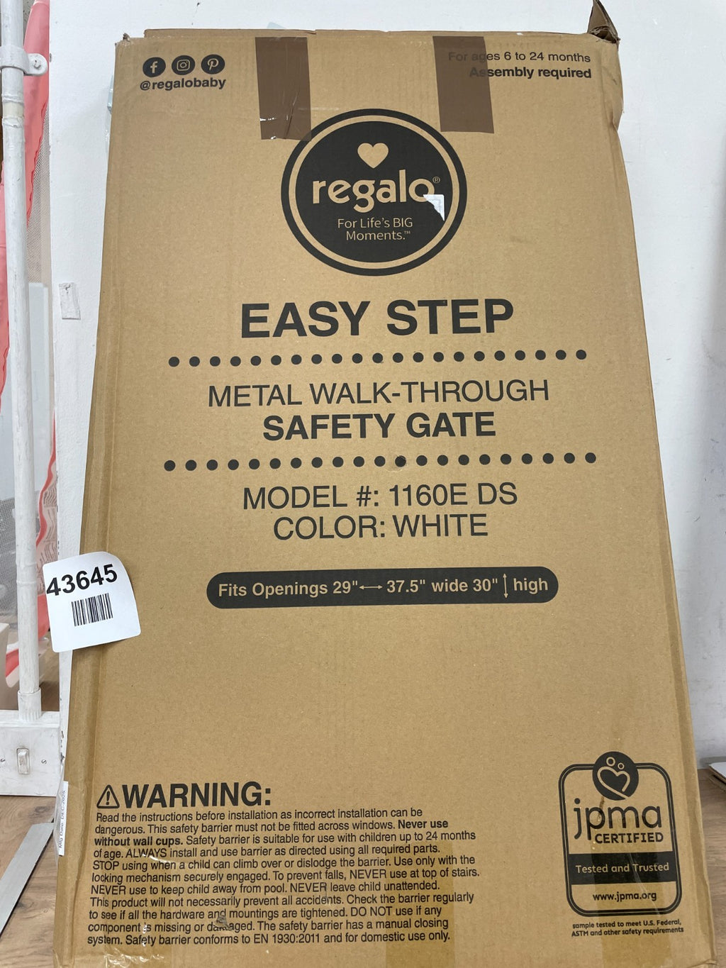 REGALO EASY STEP SAFETY GATE METAL WALK-THROUGH MODEL 1160E DS WHITE — New (other) (photo 5)