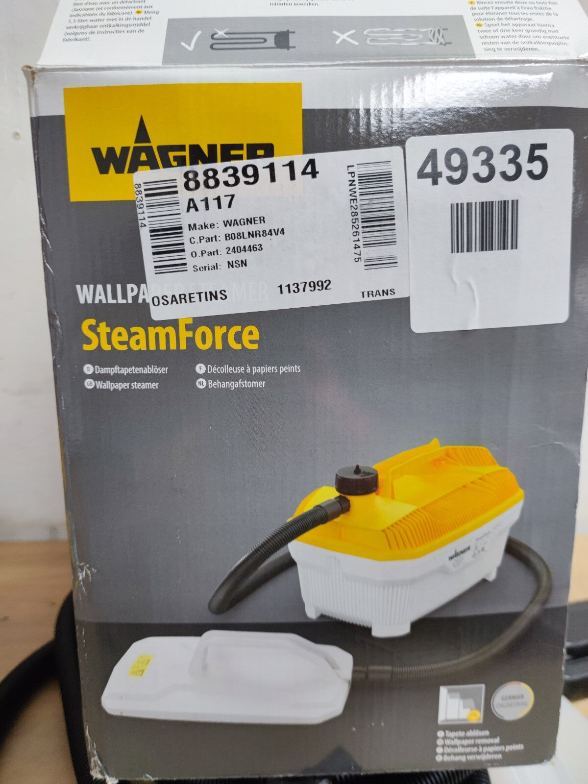 WAGNER 2404463 Wallpaper Steamer - Yellow