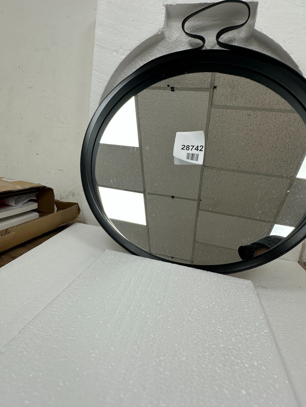 Aspect Leather Strap Wooden Wall Mirror/Round Hanging Mirror