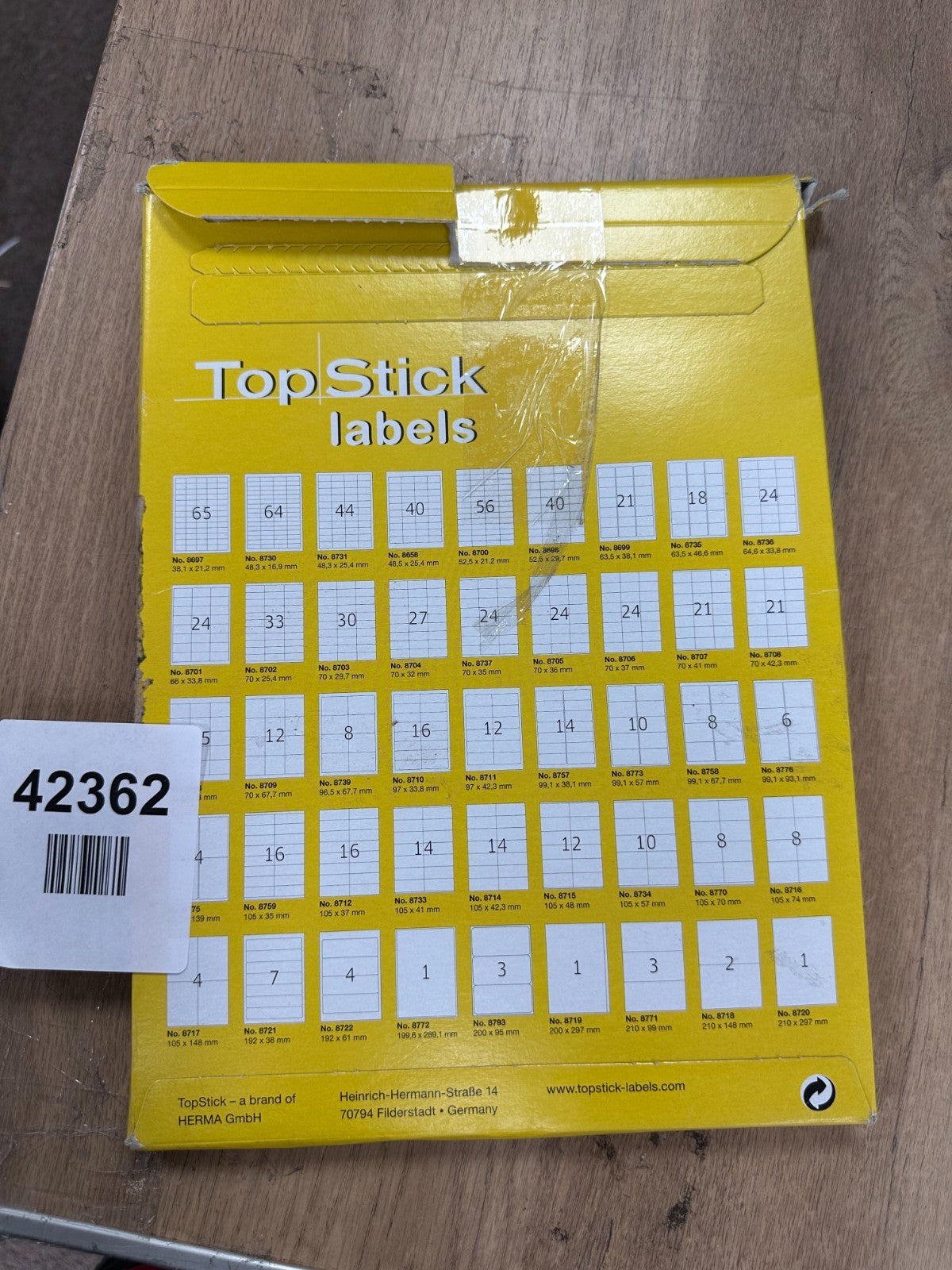 TopStick Multi-Purpose Labels 44 Per A4 Sheet