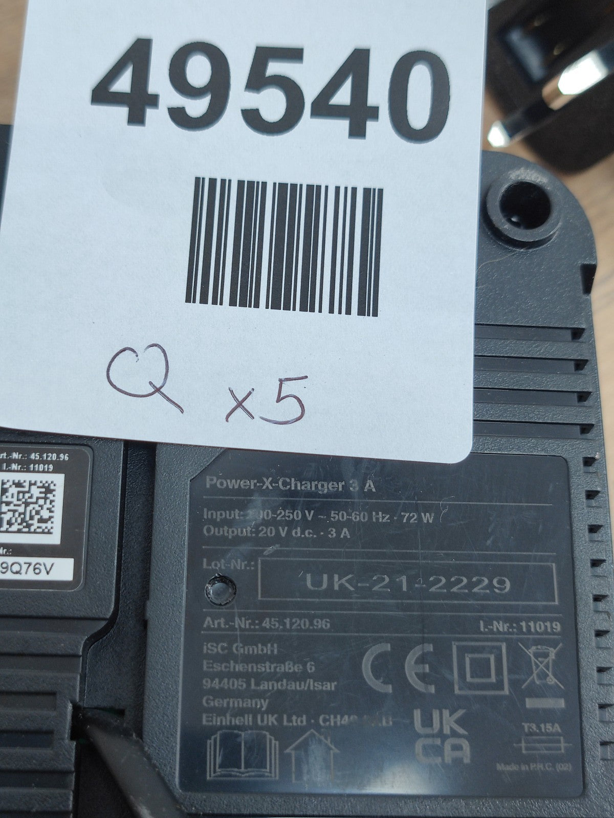 Einhell 18v Power X-Change Battery Charger 3A Charging Status Light 4512096