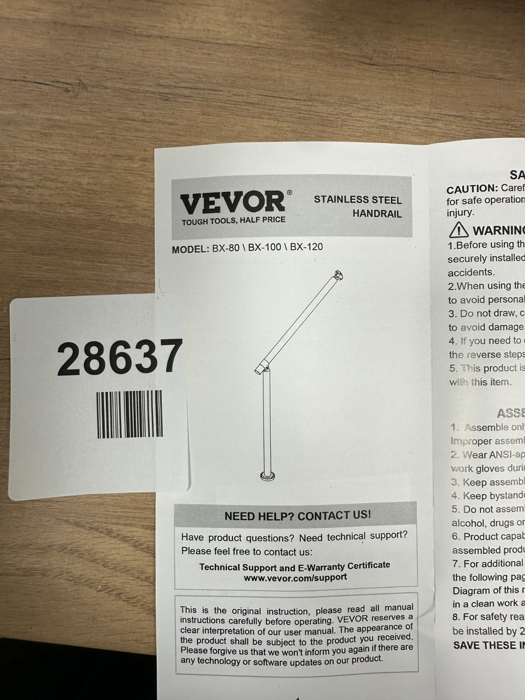 VEVOR Adjustable Stair Handrail - Stainless Steel