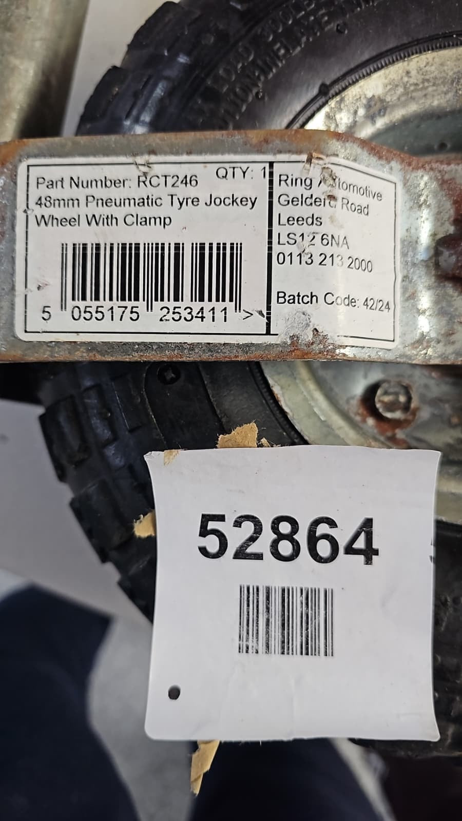 RING 48 mm Jockey Wheel Assembly With Pneumatic Tyre Including Clamp — Used (photo 5)